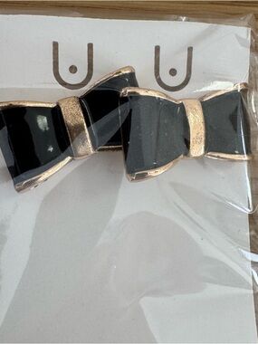 Black and Gold Bow Earrings - Women Accessories